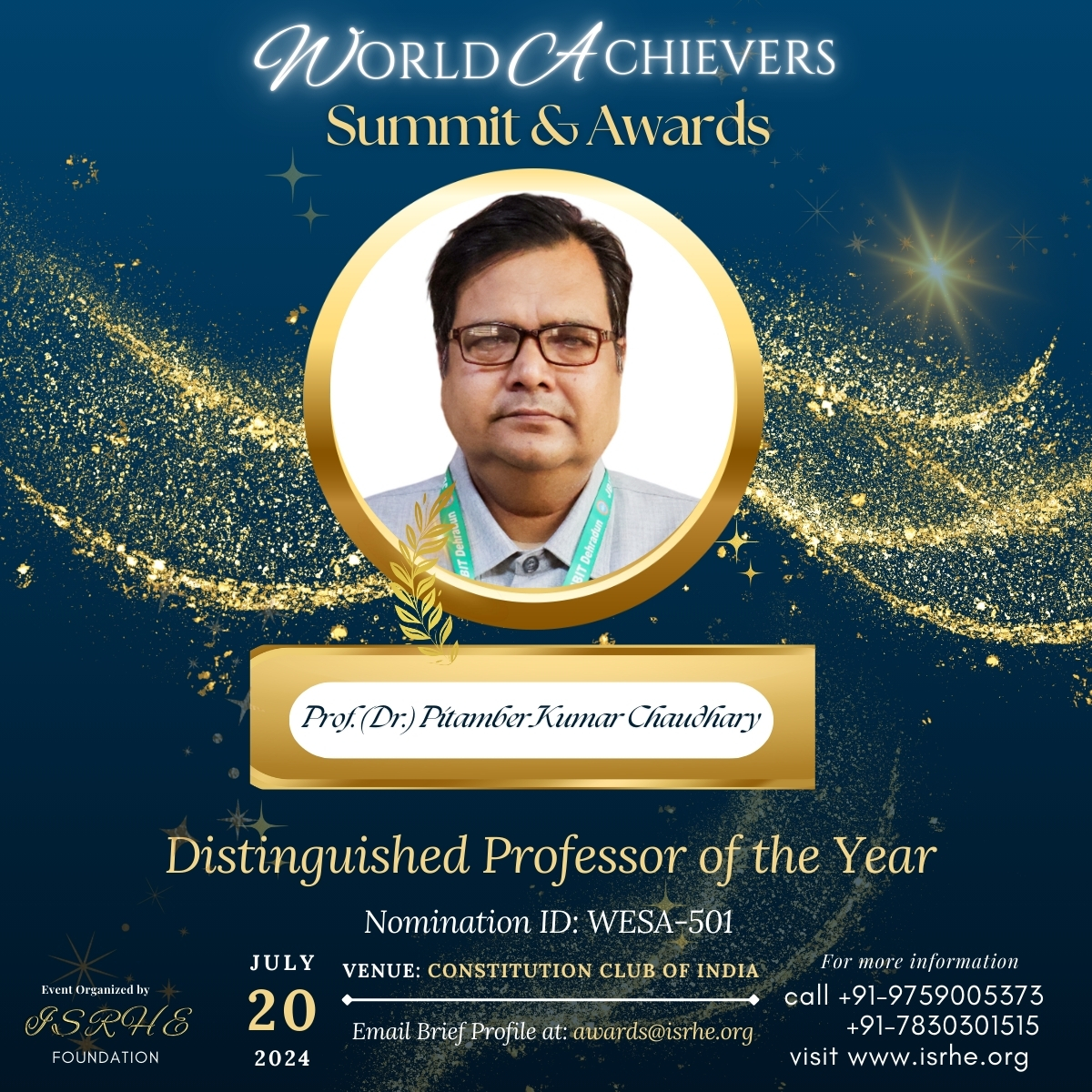 Prof. (Dr.) Pitamber Kumar Chaudhary